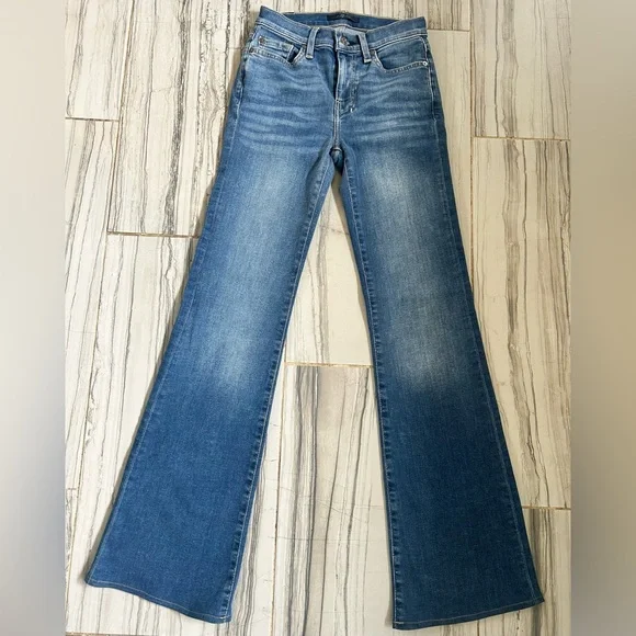 7 For All Mankind Dojo Tailorless Bootcut Flare Jean w/ Embroidered Back Pockets - Picture 9 of 16